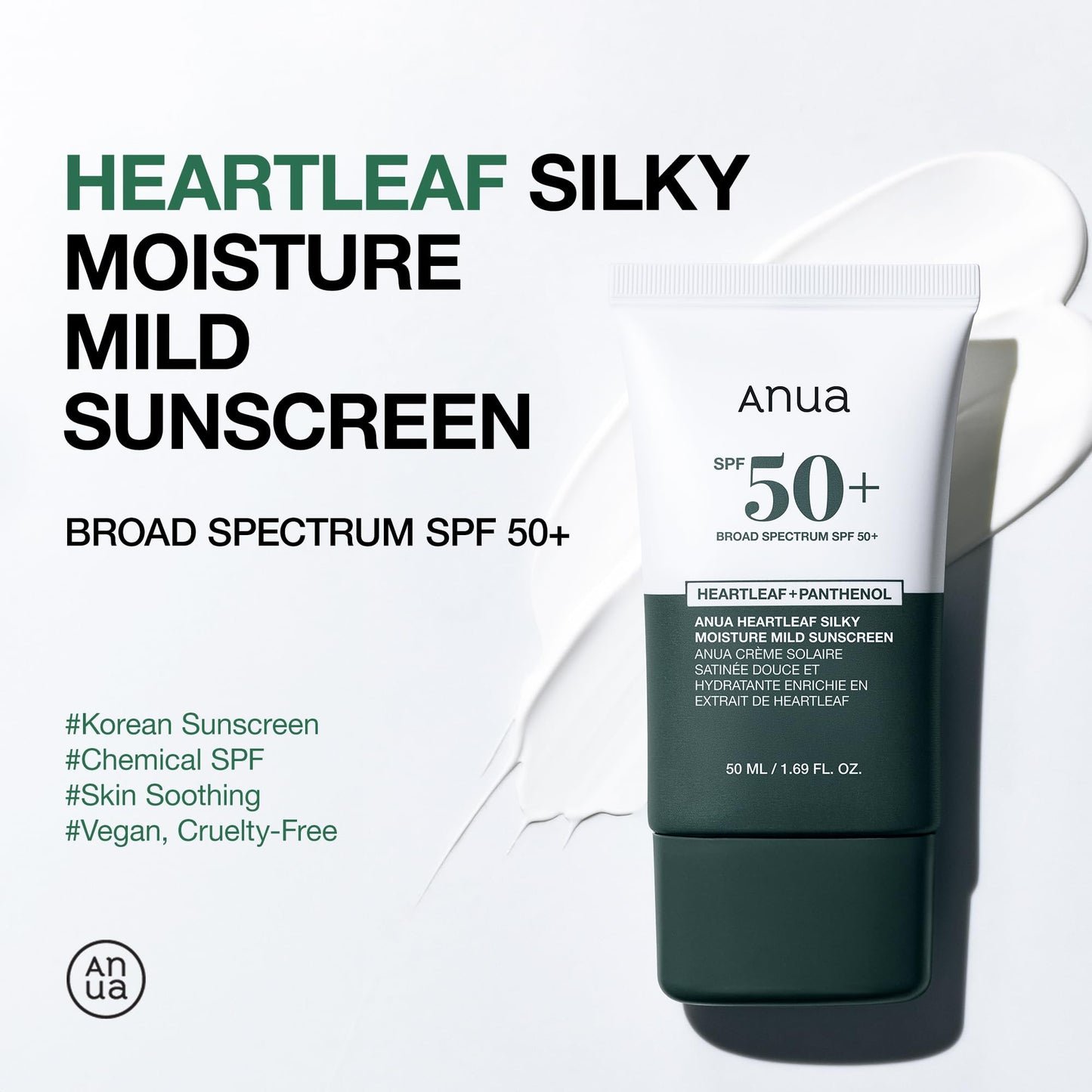 Anua Heartleaf Silky Moisture Mild Sunscreen SPF 50+