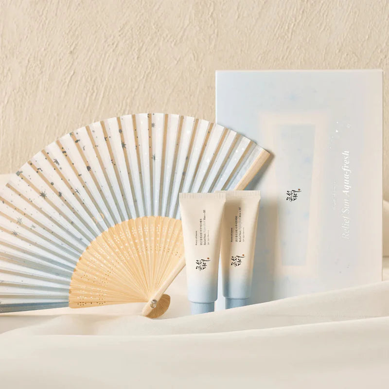 Beauty Of Joseon Kit : Relief Sun Aquafresh + Water Sparkle Folding Fan