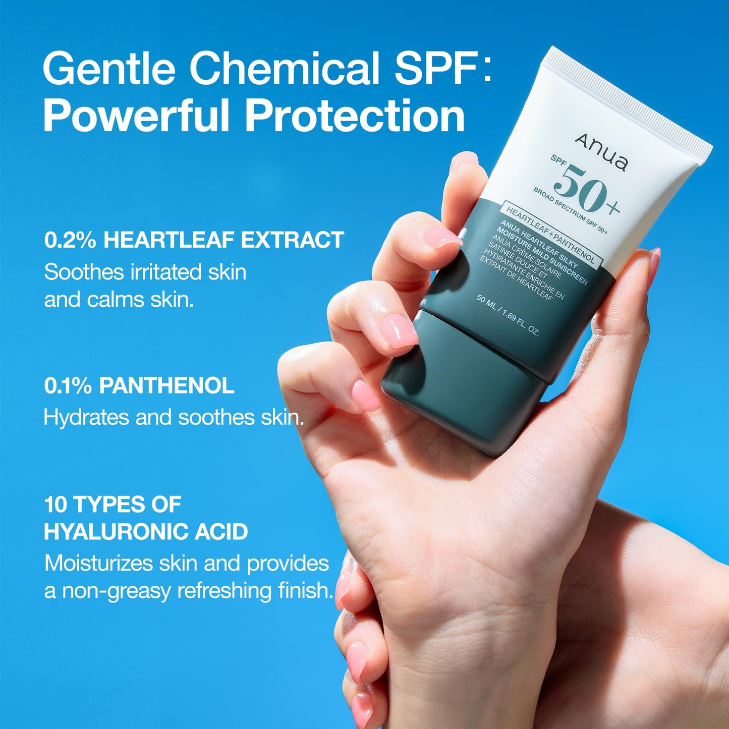 Anua Heartleaf Silky Moisture Mild Sunscreen SPF 50+